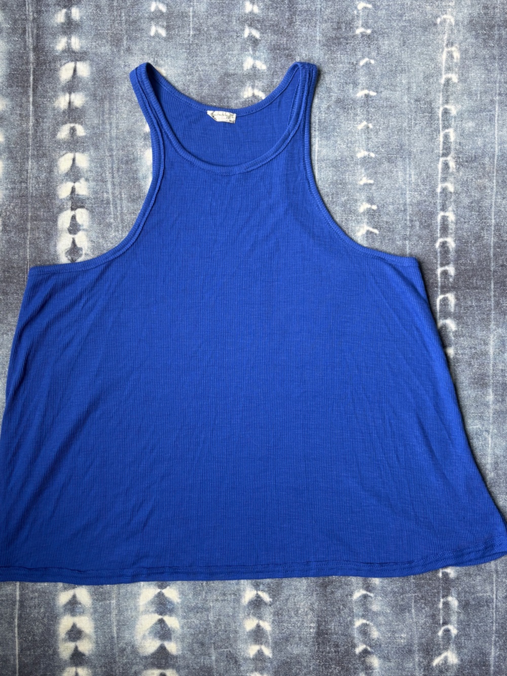 Intimately Free People Blue Ribbed Racerback Tank Top (L)